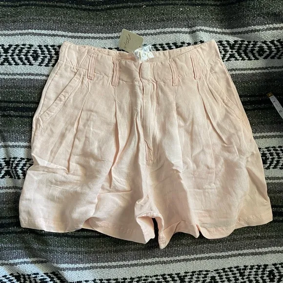 FREE PEOPLECalla Pleated Linen Blend Trouser Shorts