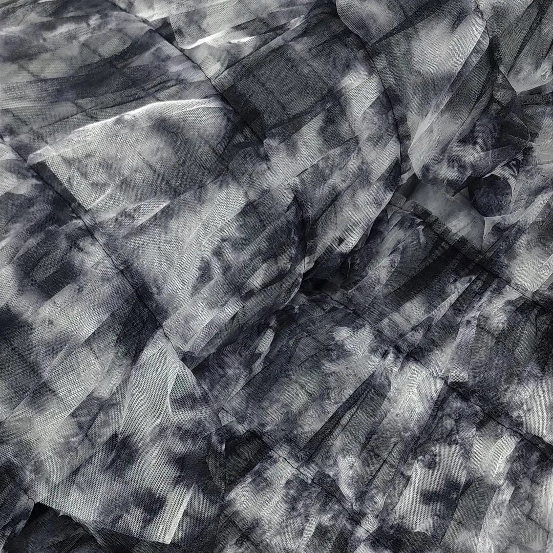 Fringed Tulle Tie Dye Fabric Black 150 cm