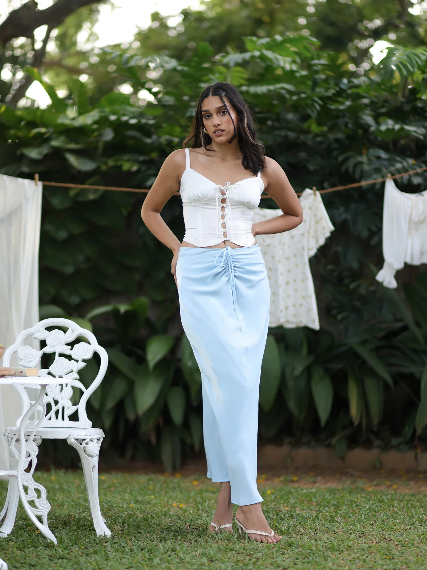 Front Ruched Maxi Skirt
