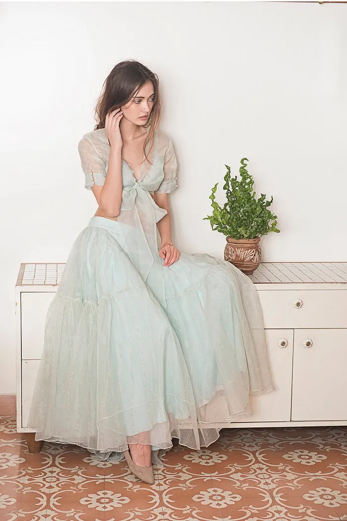 Frosted cotton tie crop and skirt set
