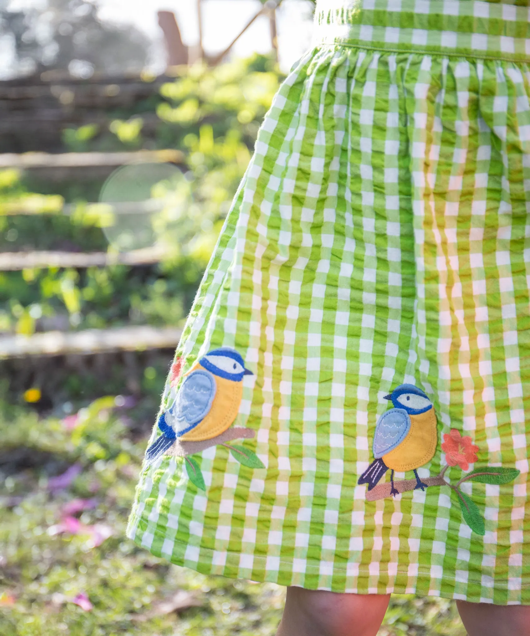 Frugi Zaria Dress - Macaw Gingham / Birds