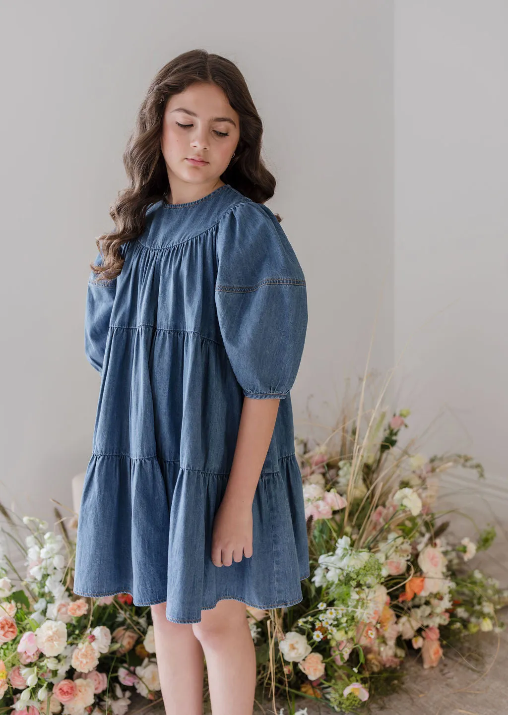 Full sleeves chambray smock dress by Steph