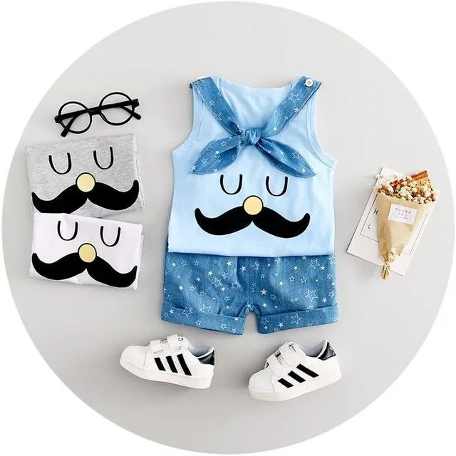 Funny Moustache 2 piece clothing set