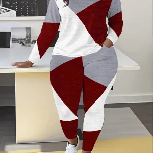 Geometric Print Sweatshirt and Trousers Set