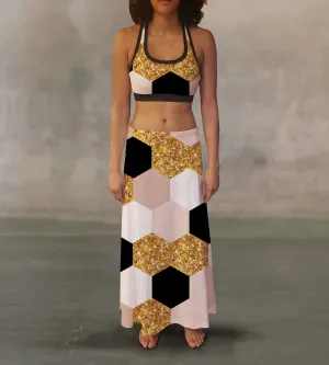 Geometric Wrapping Paper Maxi Skirt