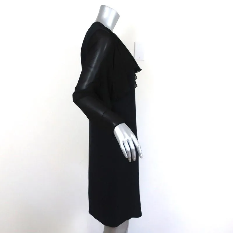 Giambattista Valli Dress Black Ruffled Chiffon & Navy Cady Size 44 Long Sleeve