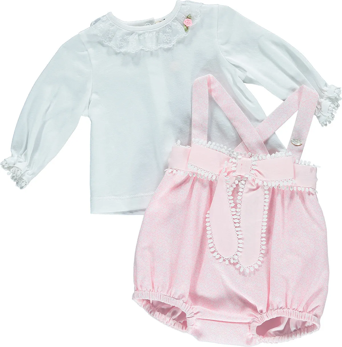 Girl White and Pink 2 Piece Outfit Set