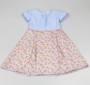 Girls All Over Print Chambray/Ditsy Dress (3-8 Years0)-GF5032