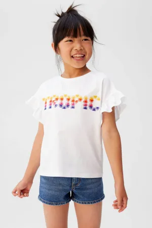 Girl's Embroidered Message T-Shirt