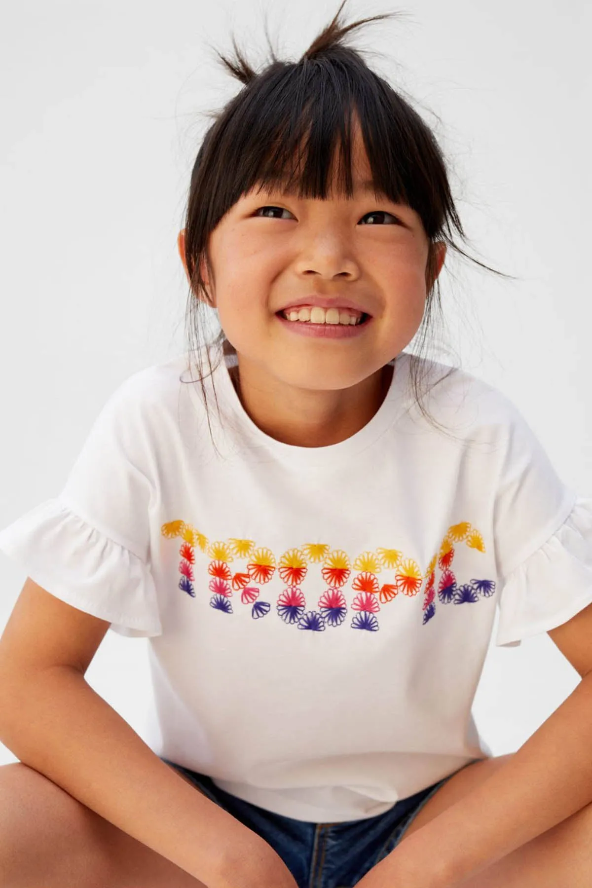 Girl's Embroidered Message T-Shirt