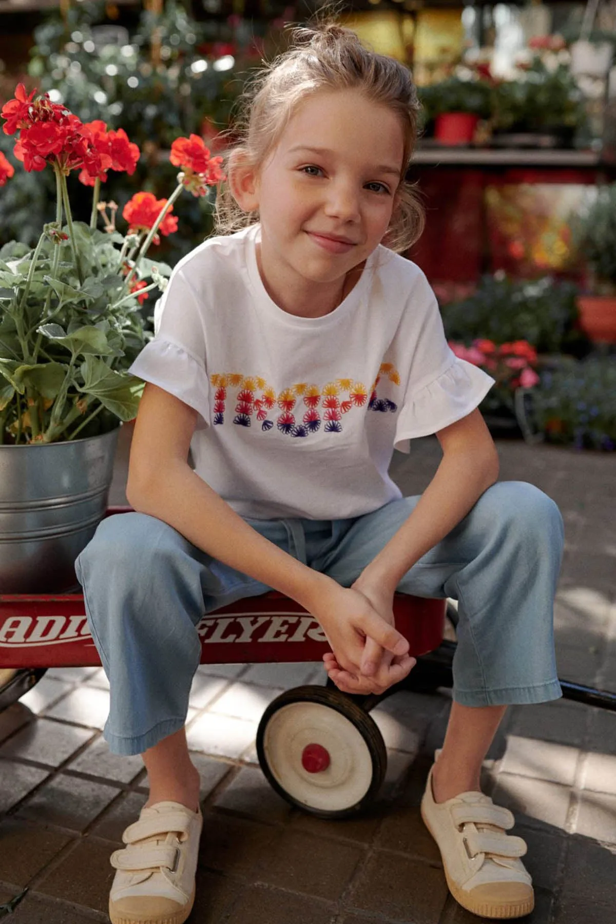 Girl's Embroidered Message T-Shirt