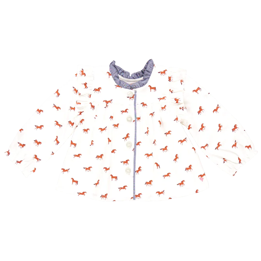 Girls Kalani Button Up Top - Tiny Horses