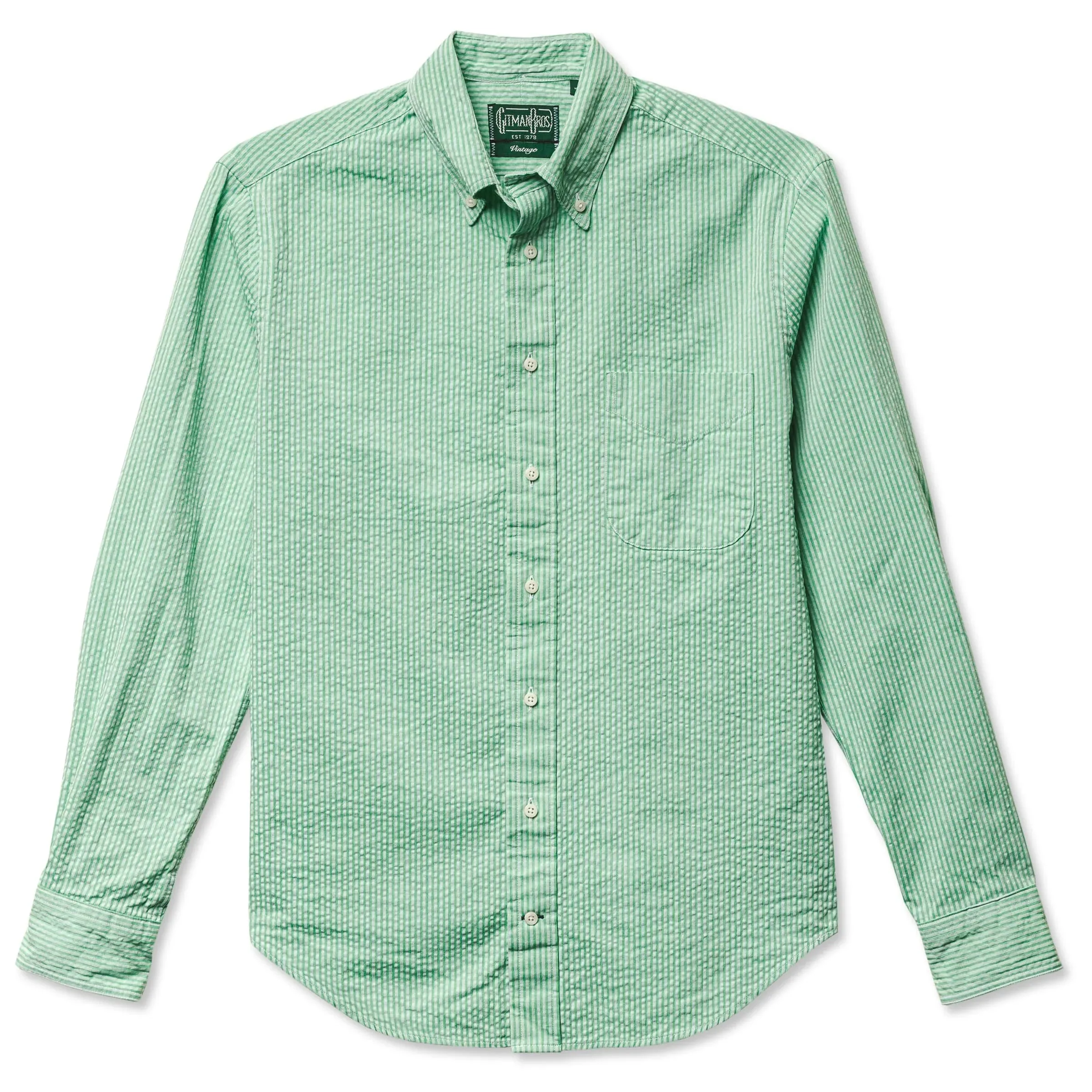 GITMAN VINTAGE - GREEN TONAL SEERSUCKER SHIRT