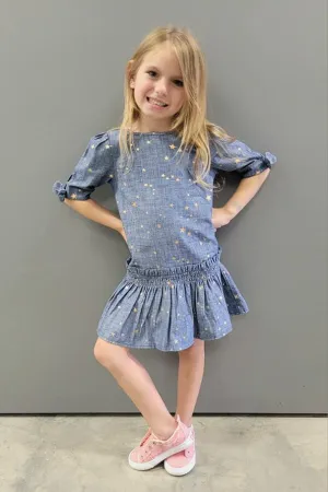 Gold Star Denim Dress