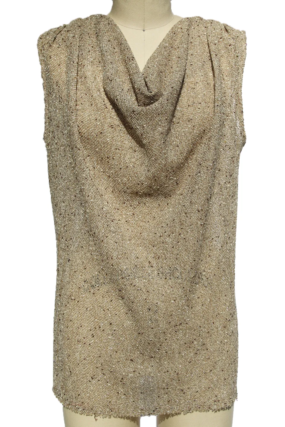 Golden Knit Cowl Neck Blouse