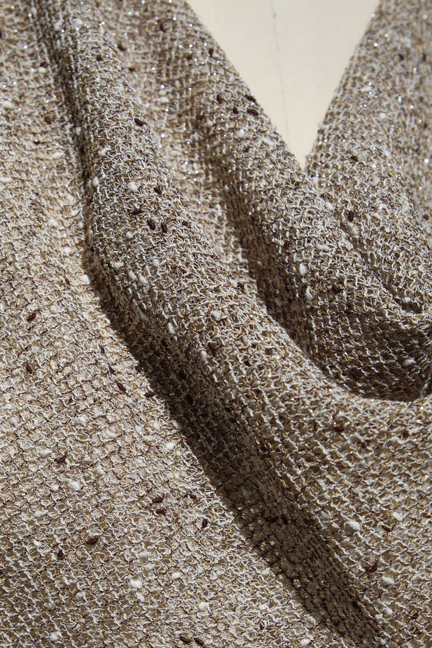 Golden Knit Cowl Neck Blouse
