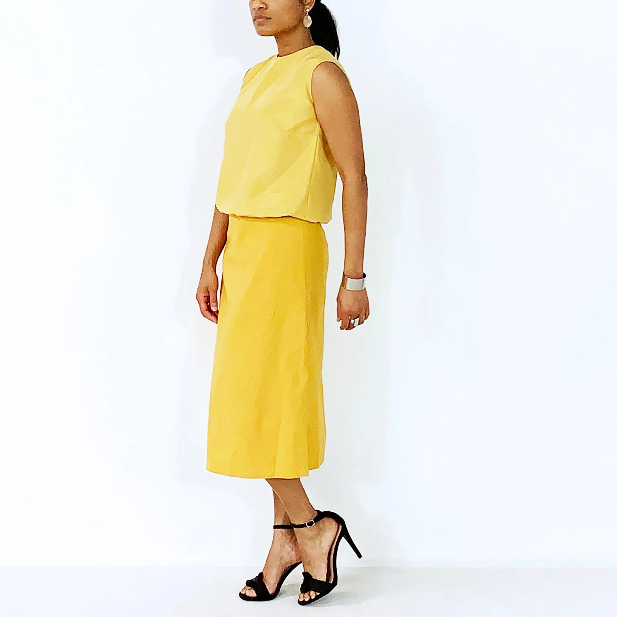 Golden Yellow  Semi 'A' Skirt | Cotton | ALPHONSINA