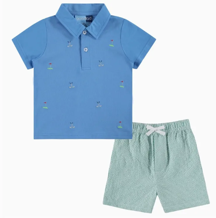 Golf Embroidered Polo with Seersucker Short