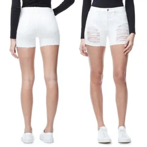 Good American • Destroyed Cutoff Denim Shorts White 004 ripped distressed jean