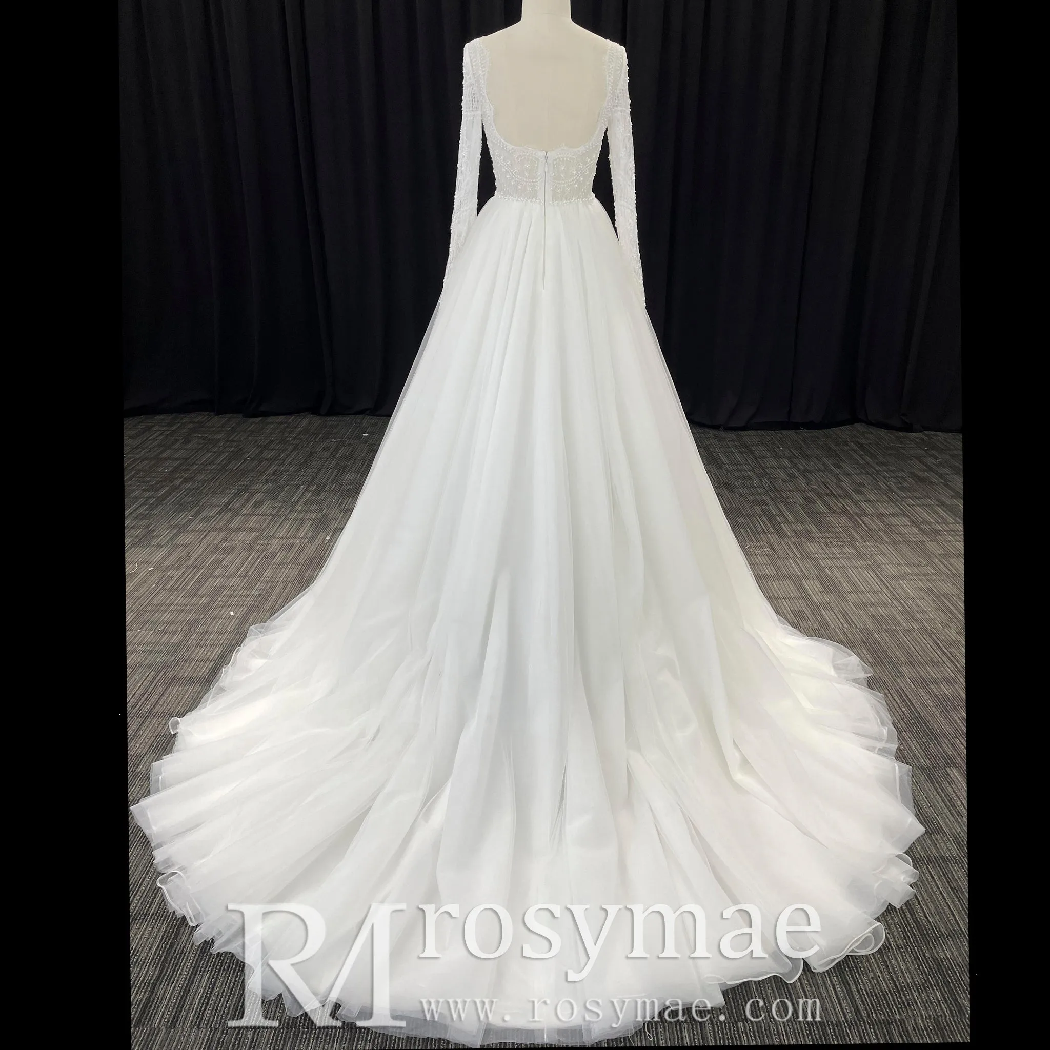 Gorgeous Square Neckline Wedding Dresses with Long Sleeves
