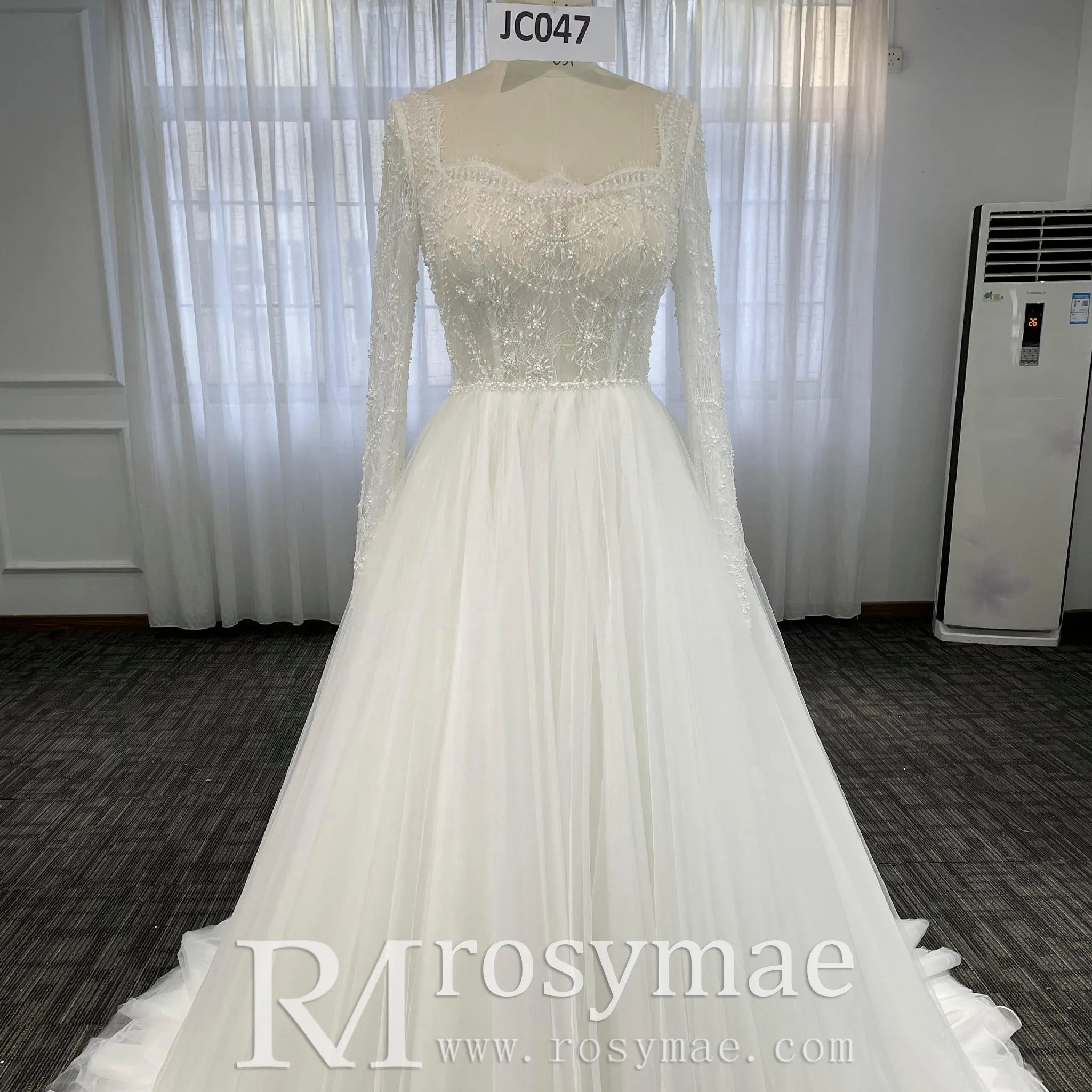 Gorgeous Square Neckline Wedding Dresses with Long Sleeves
