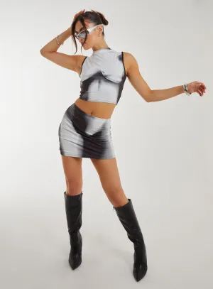 Graphic Silhouette Mini Skirt