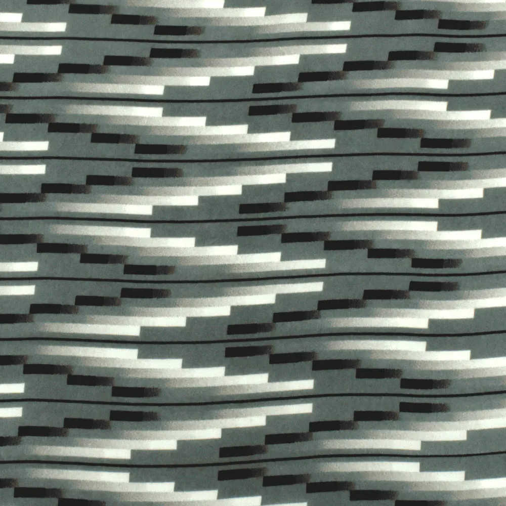 Gray-Multi Famous Designer Pixel Chevron Printed Silk Crepe De Chine Fabric