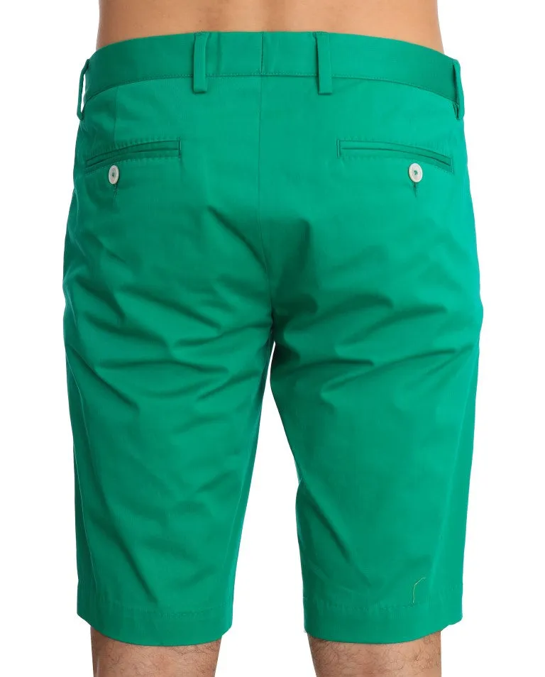 Green Cotton Stretch Chinos Shorts
