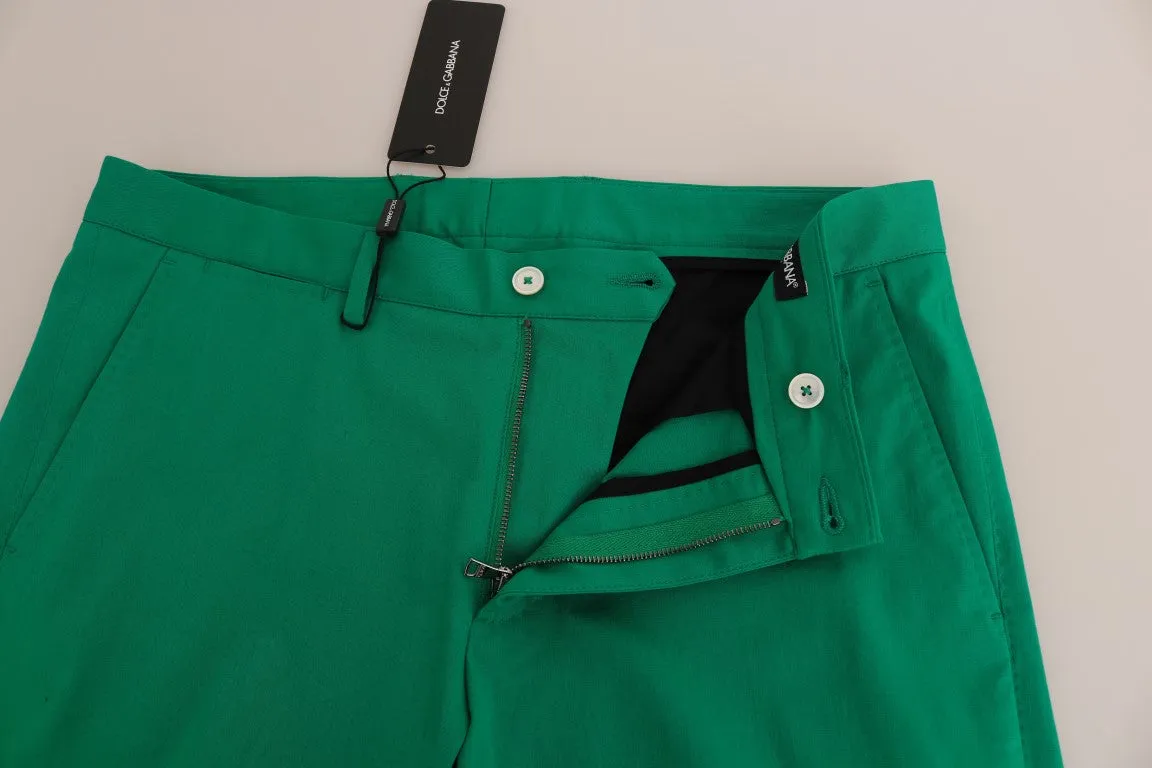 Green Cotton Stretch Chinos Shorts