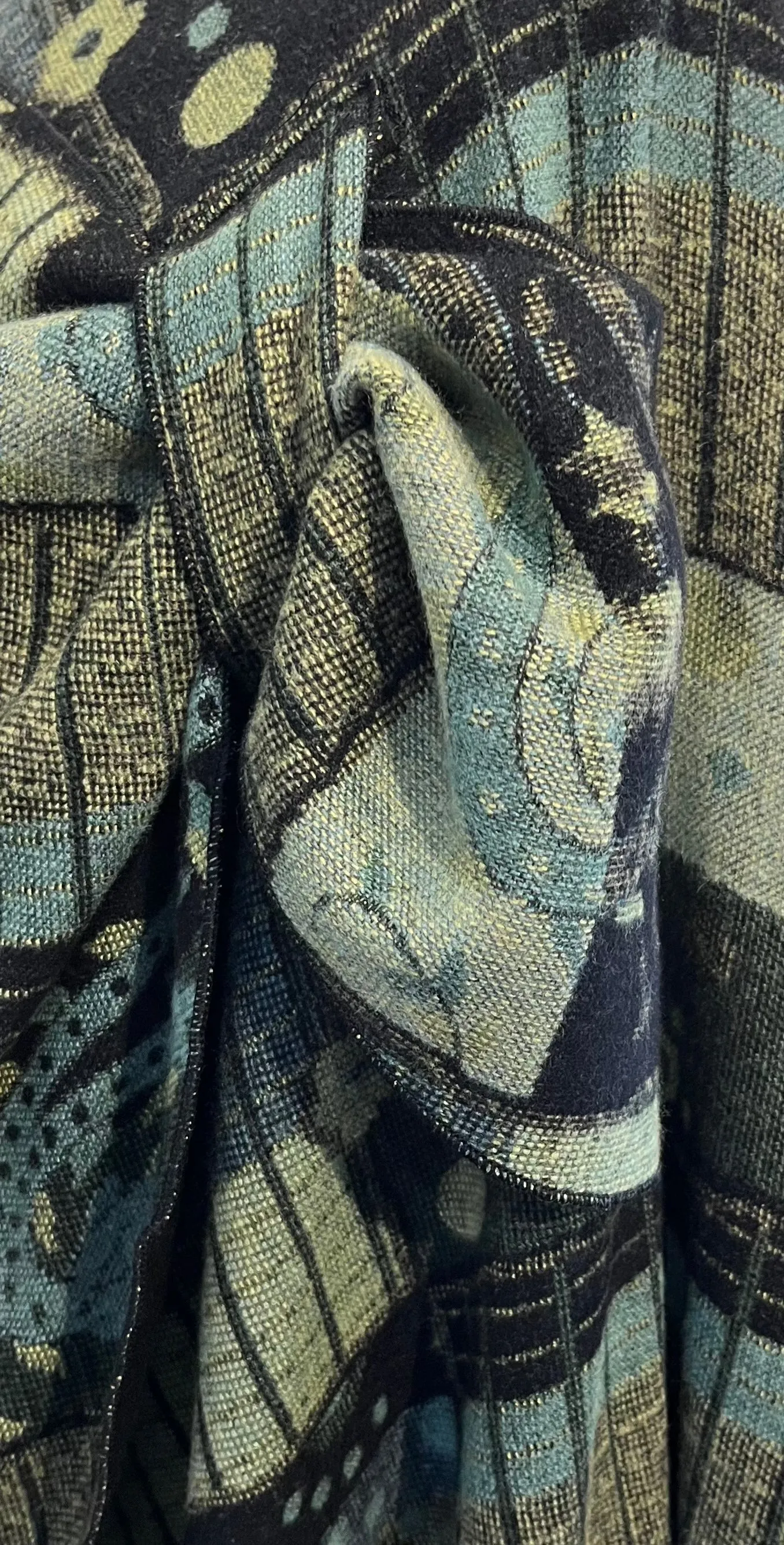 Green Shades Reverses to Black Cashmere Shawl