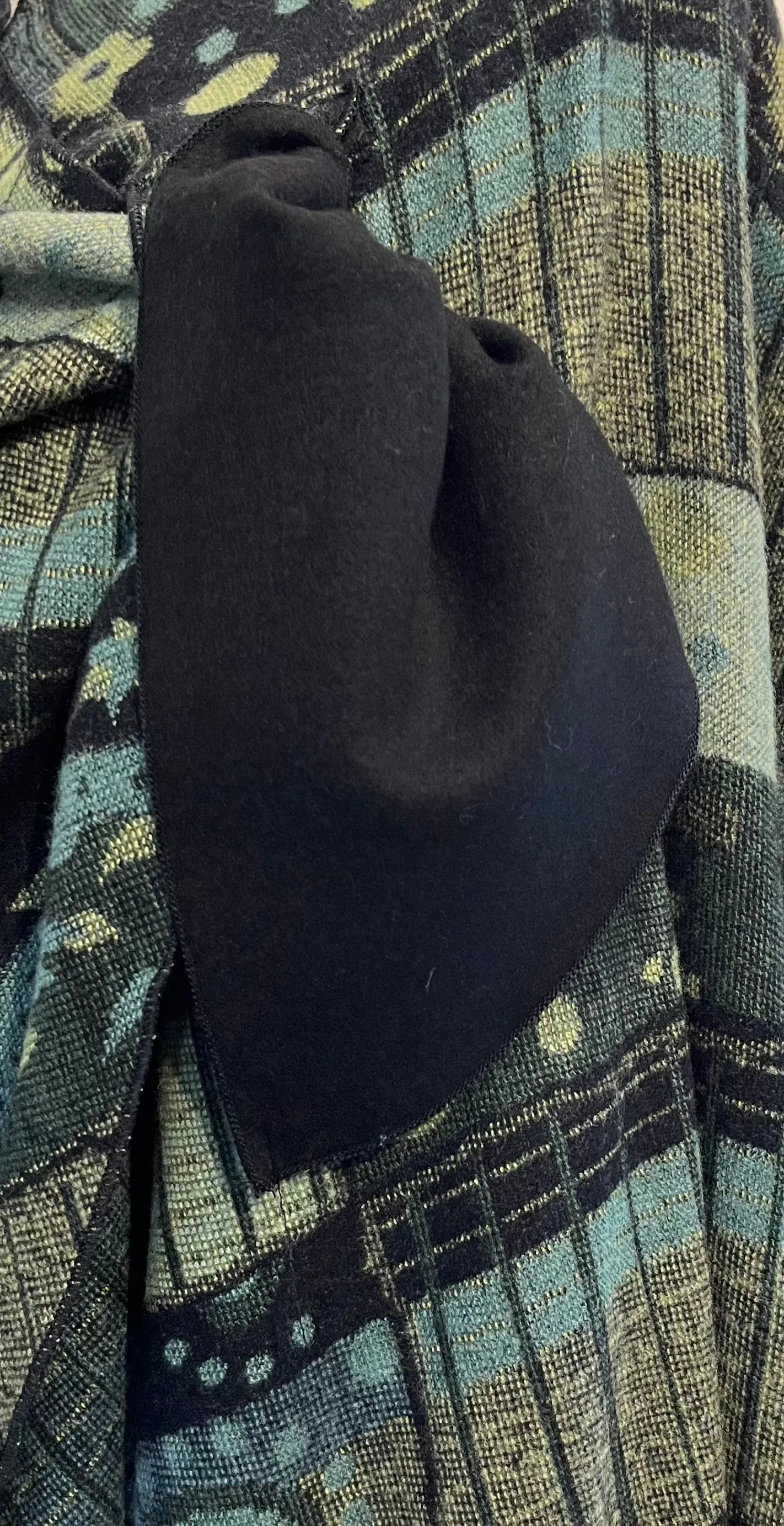Green Shades Reverses to Black Cashmere Shawl