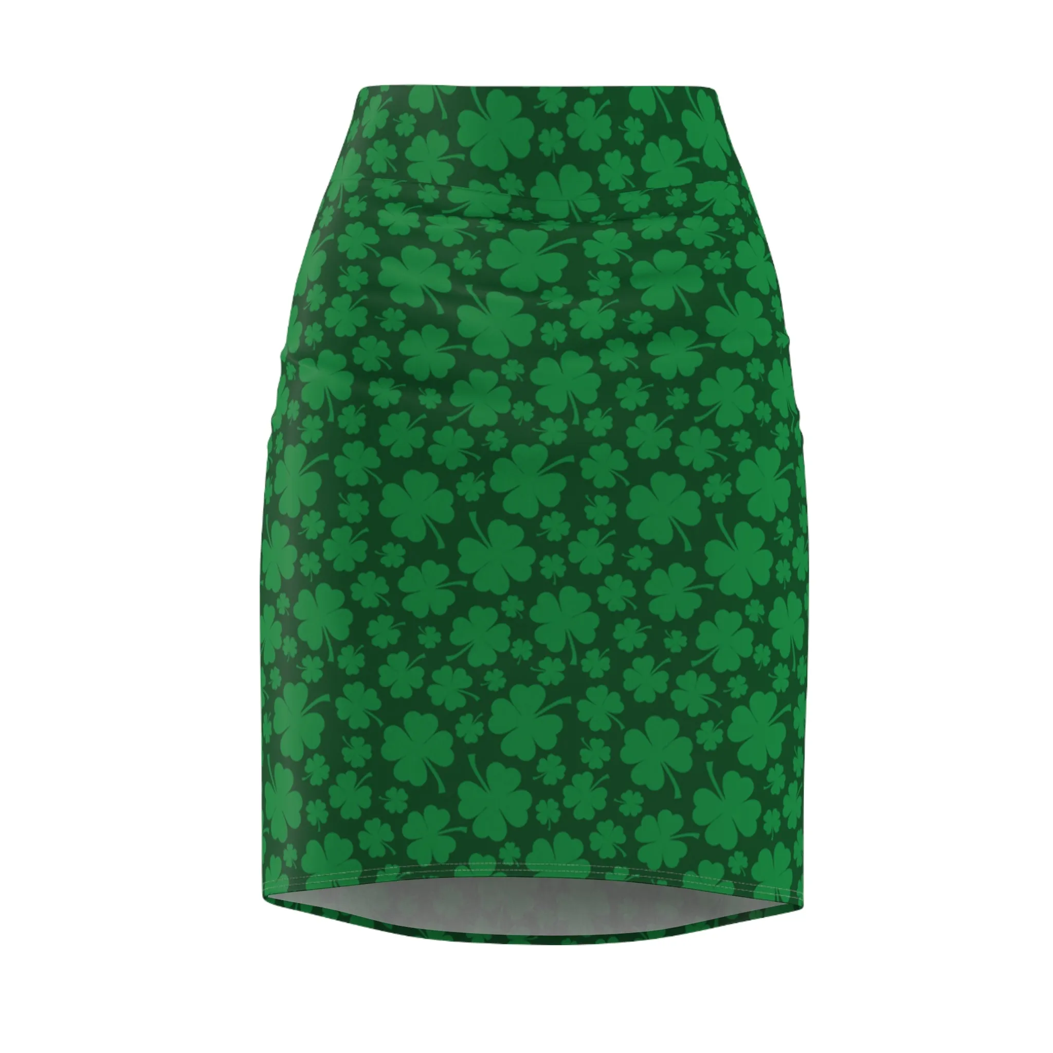 Green Shamrock St Patricks Day Womens Pencil Skirt - Saiko Studio