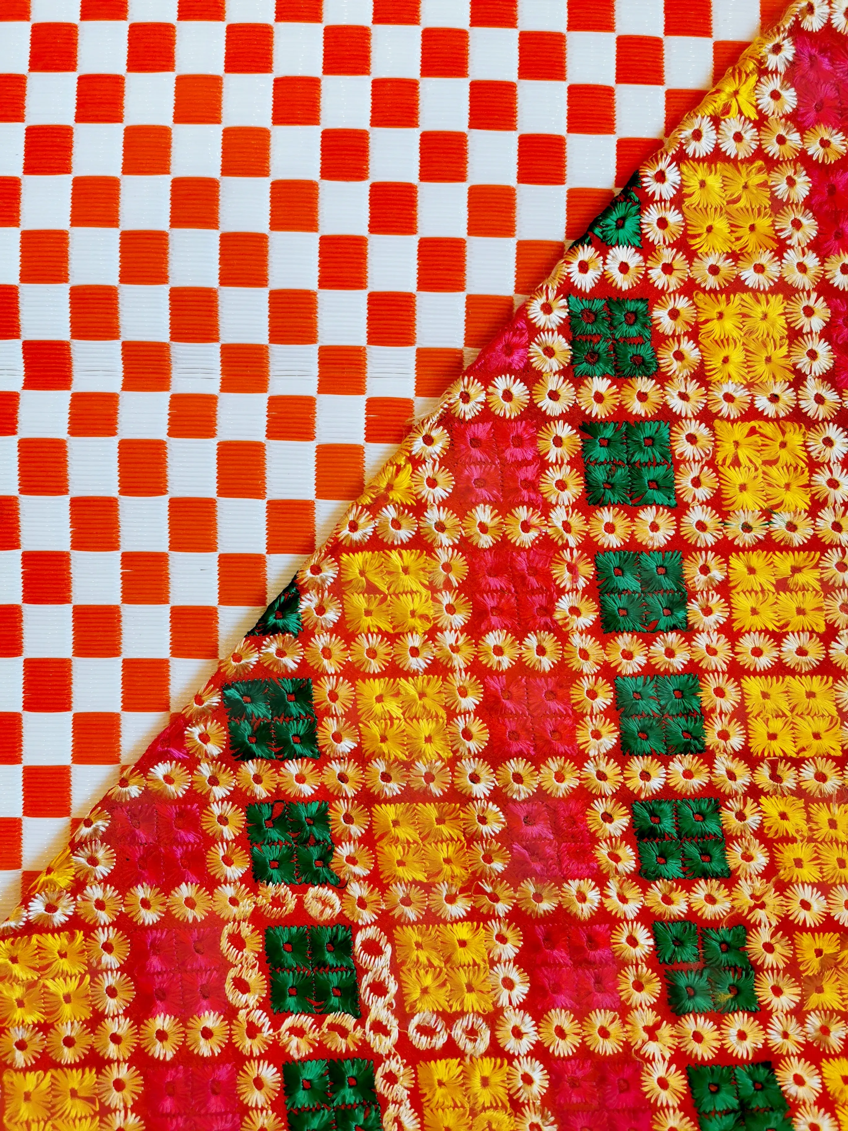 Gujarati silk floss work shawl
