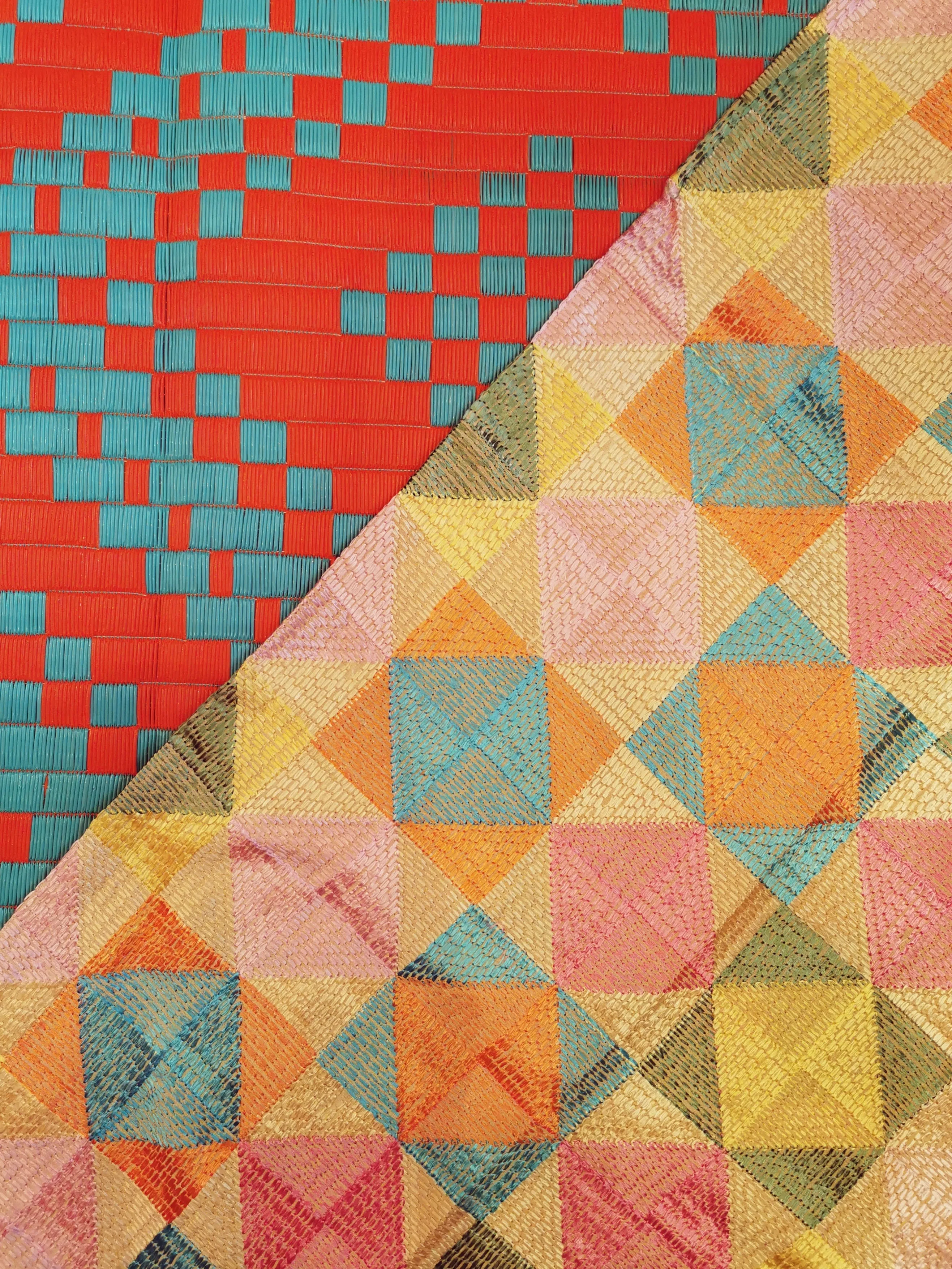 Gujarati silk floss work shawl