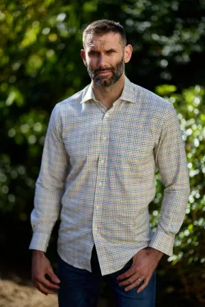 Gun Hill Mens Temple shirt - Gold,lilac and navy