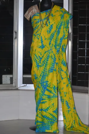 Hand Tie and Dye Modal Muslin Mul Silk Saree