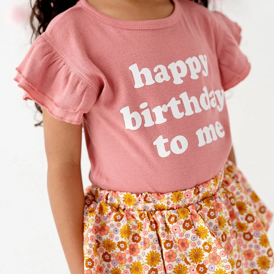 Happy Birthday To Me Girl Ruffled Top