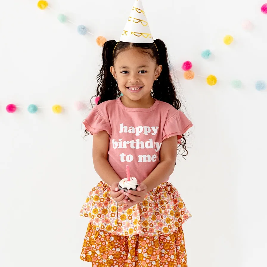 Happy Birthday To Me Girl Ruffled Top