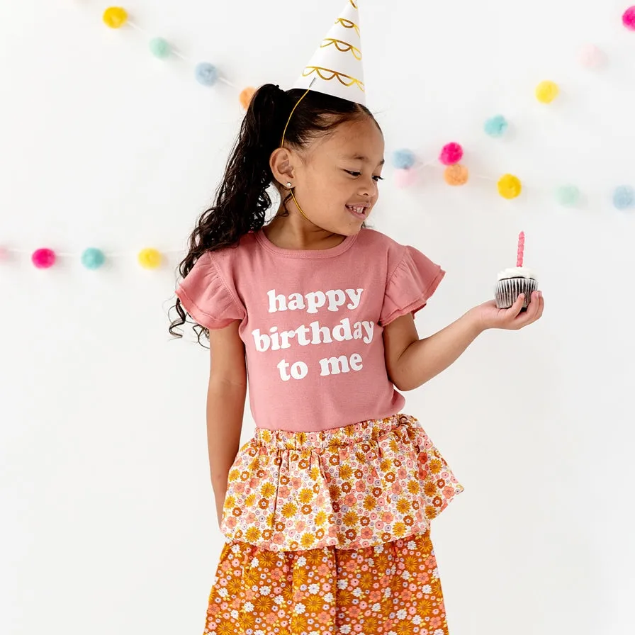 Happy Birthday To Me Girl Ruffled Top