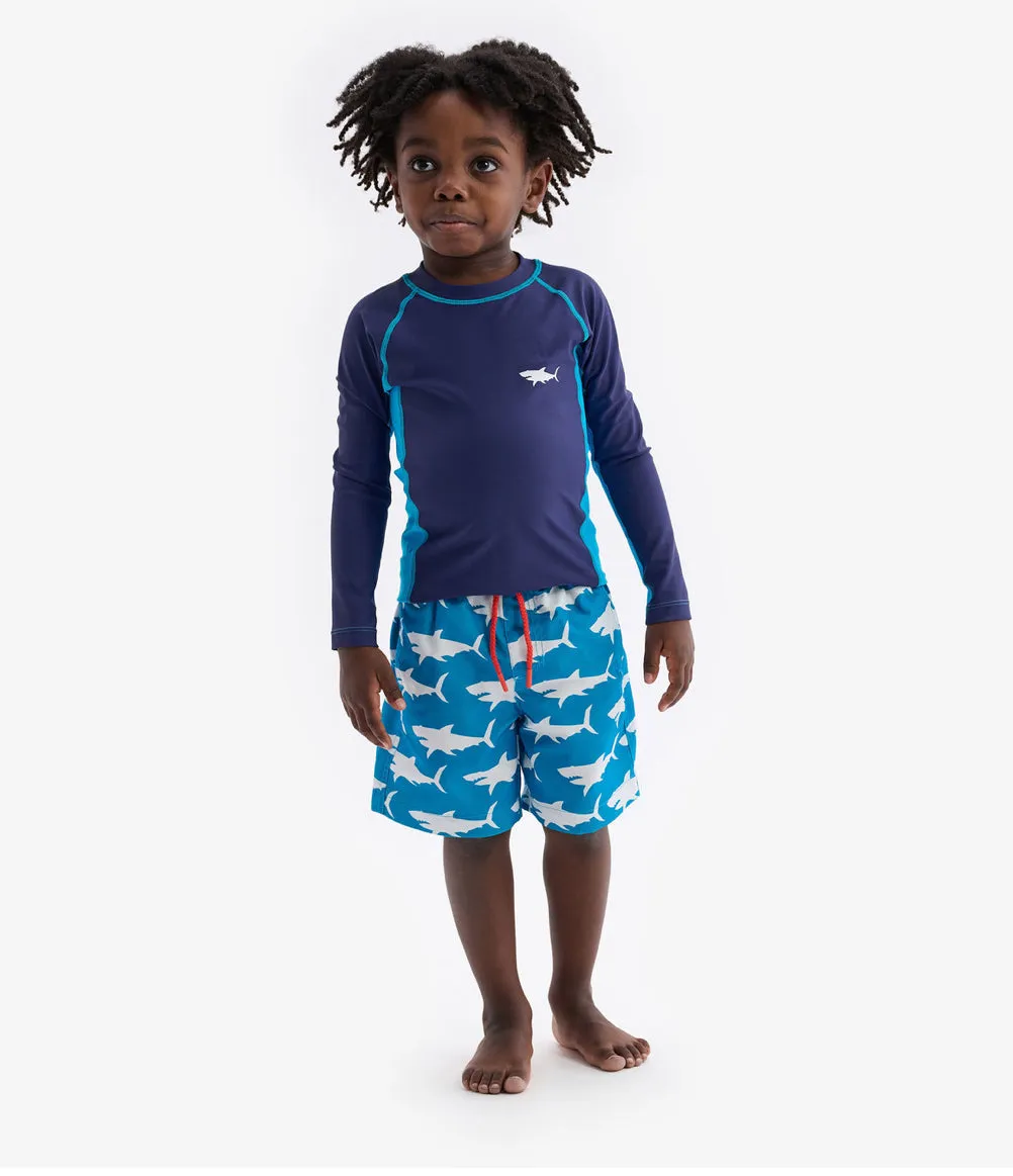 Hatley Hawaiian Ocean Long Sleeve Rash-guard: Size 2 to 12 Years