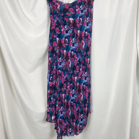 Haute Hippie Silk Floral Asymmetric Hi Low Hem Skirt