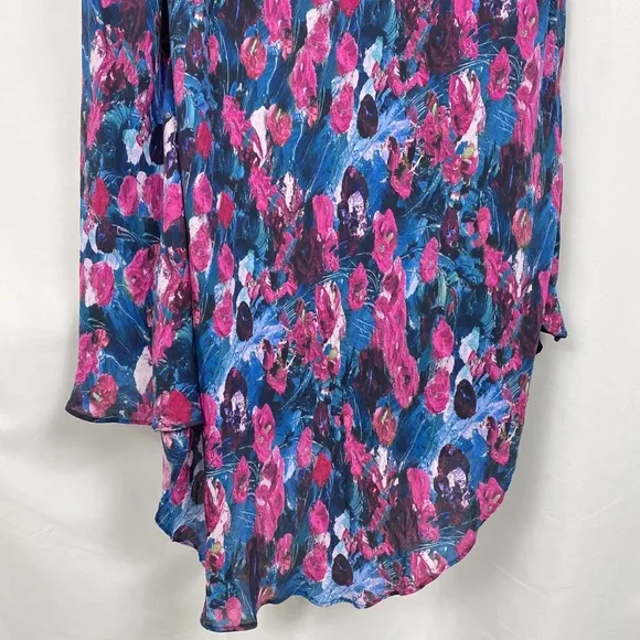 Haute Hippie Silk Floral Asymmetric Hi Low Hem Skirt