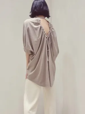 Heart Back Open Long T-shirt Blouse