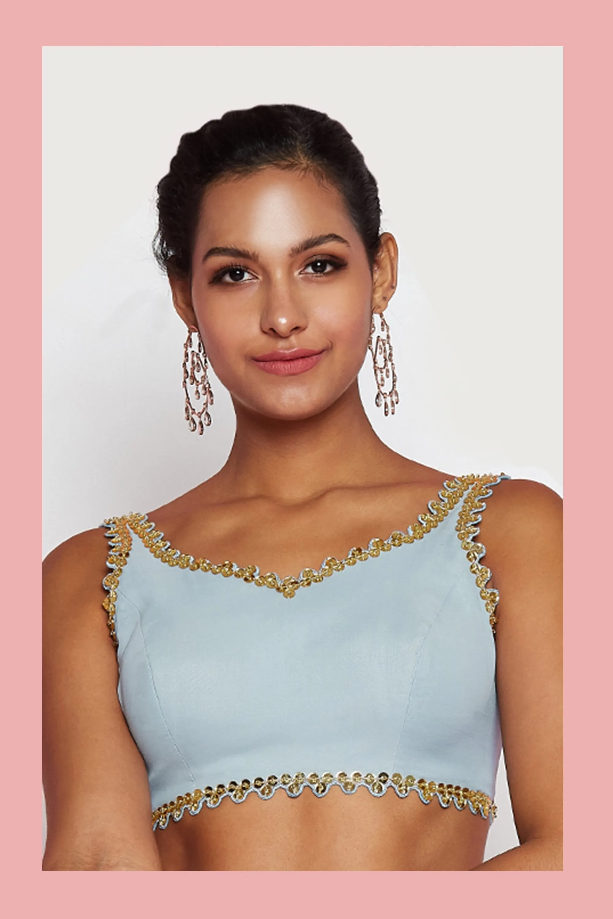 HEART CONFETTI’S - POWDER BLUE EMBELLISHED PRE-STITCHED SAREE SET