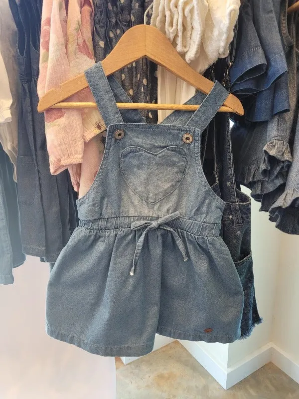 Heart Pocket Overall Dress