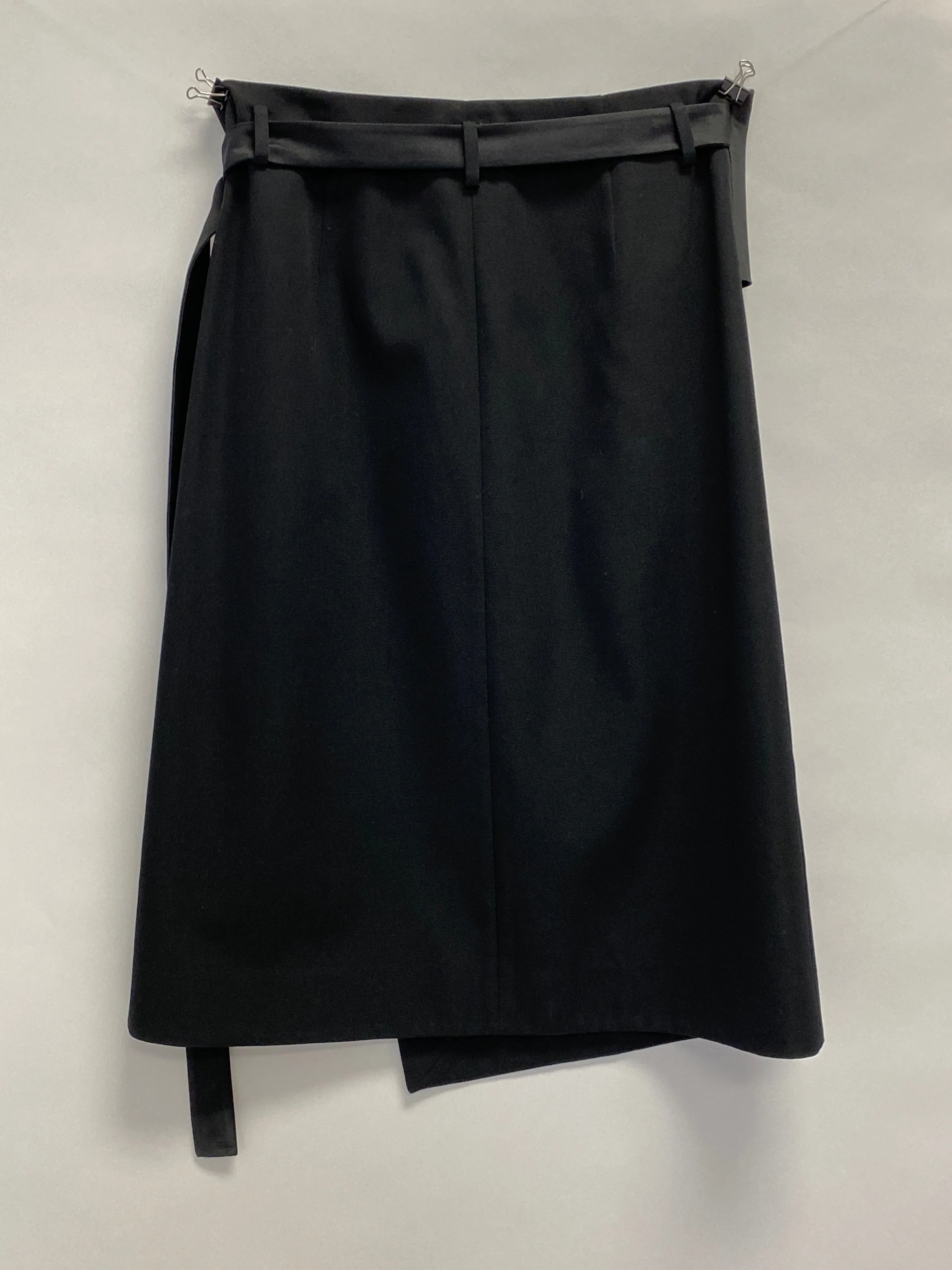 Helmut Lang: Black Wool Tux Midi Skirt