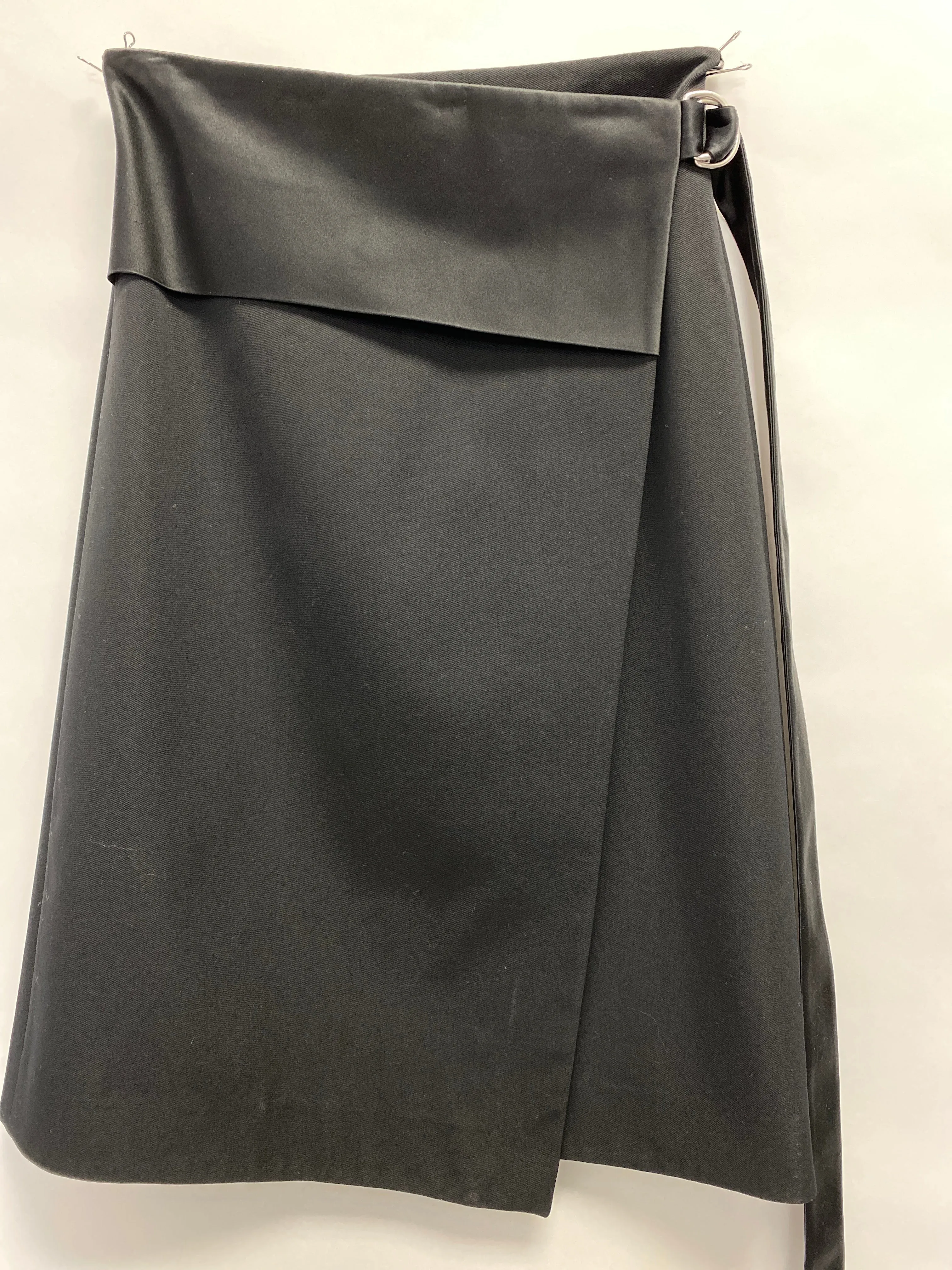 Helmut Lang: Black Wool Tux Midi Skirt
