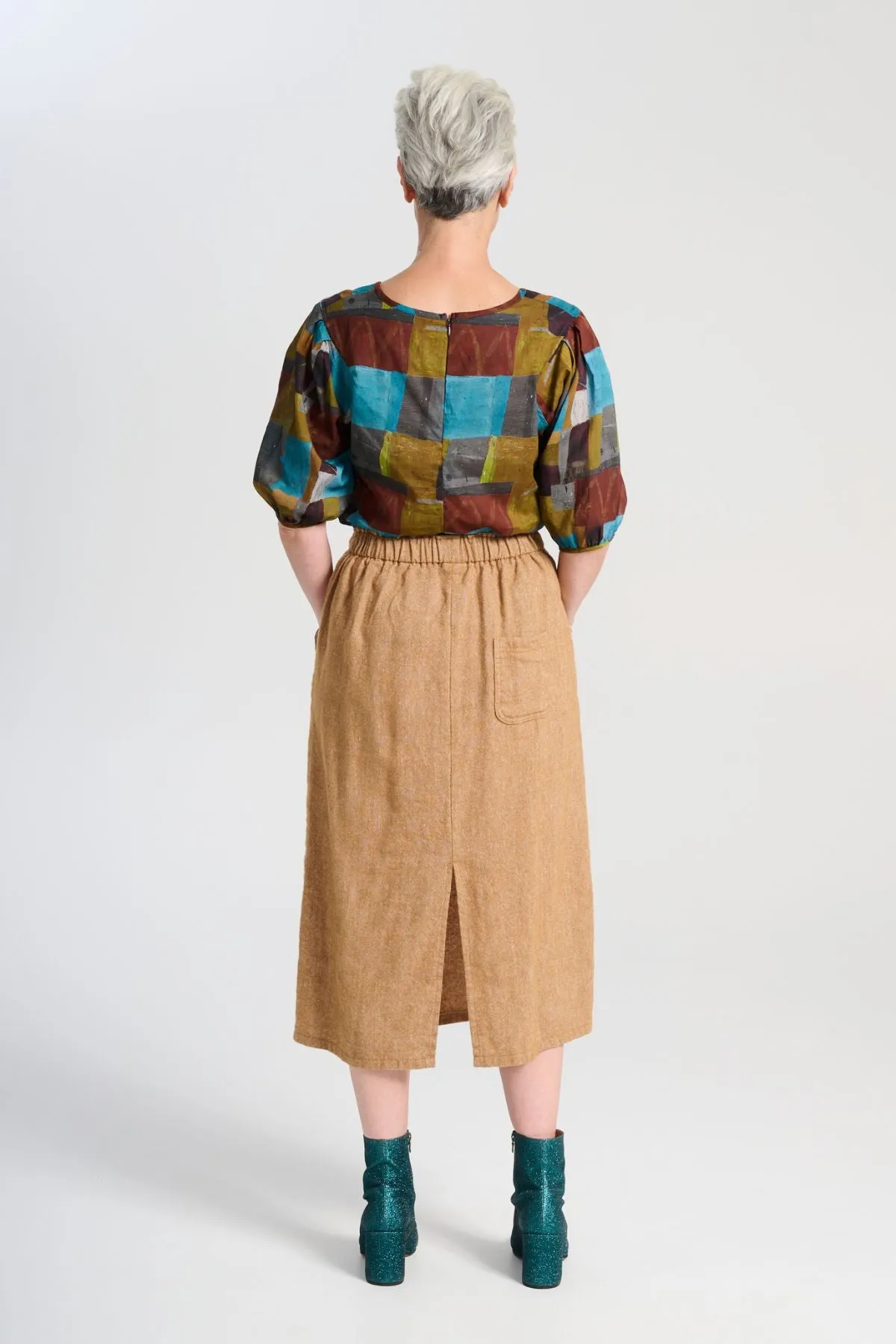 Hepburn Haven Skirt Mustard in Wool/Linen