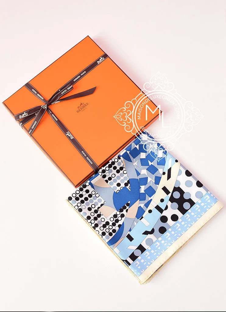 Hermes Bleu Twill Silk 90 cm Ex Libris En Cravates Scarf