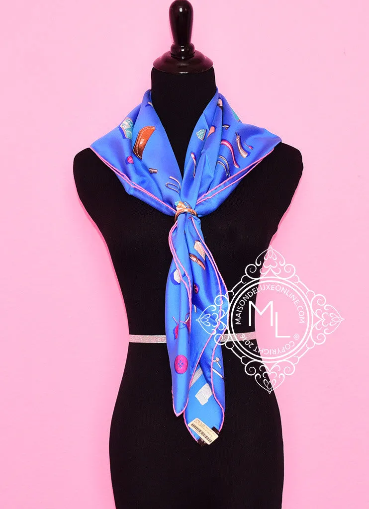 Hermes Blue Twill Silk 90 cm In The Pocket Scarf